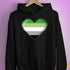 Aromantic Pride 8-Bit Pixel Heart Hoodie - Black